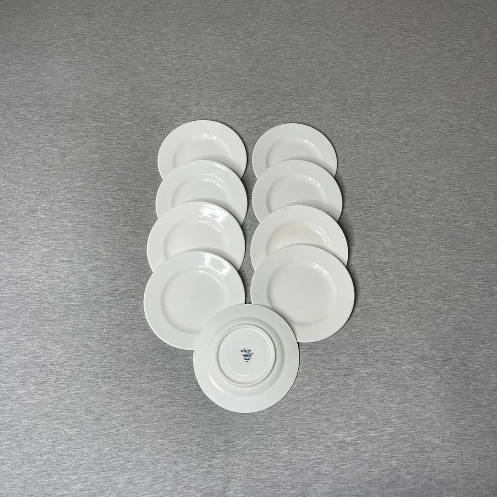 Gibson Vintage White Elements Salad Plates 9 PCS. Set